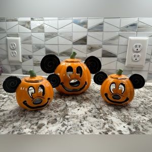 NWT - Pumpkin Mickey Mouse ceramic Tea-light holders